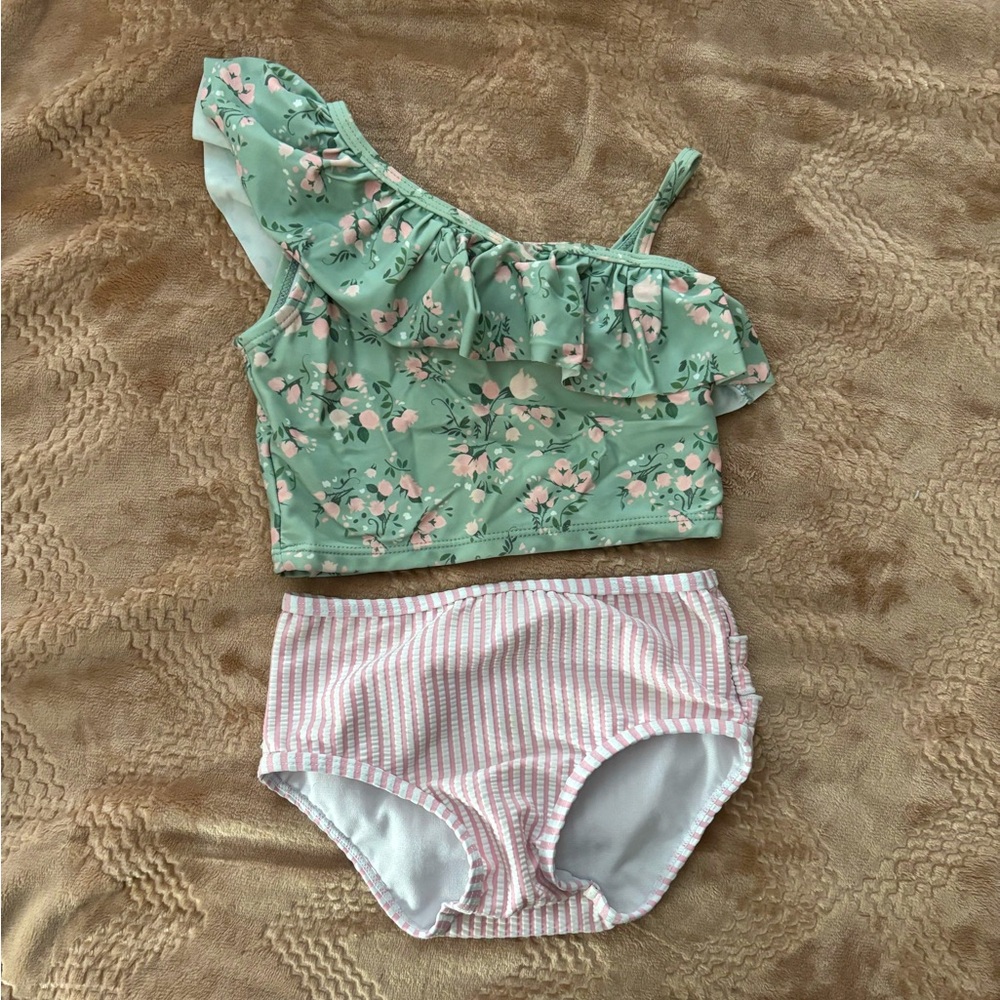 Ruffle Butt Two Piece bathing suit Tankini in Tea Rose 3T